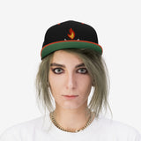 Flame with text - Unisex Flat Bill Hat