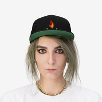 Flame with text - Unisex Flat Bill Hat